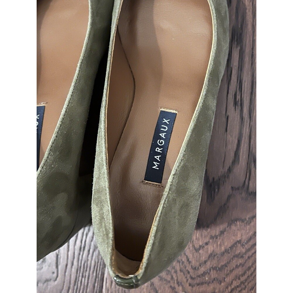 NWOT Margaux The Heel Olive Green Suede Low Pumps Size 37.5 Wide - Picture 6 of 11